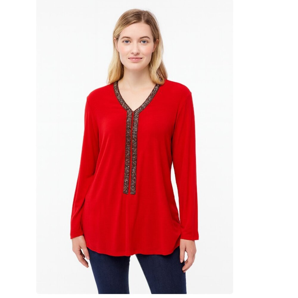 NWT Plenty by Tracy Reese Kurta Embellished Tunic Top Size XS